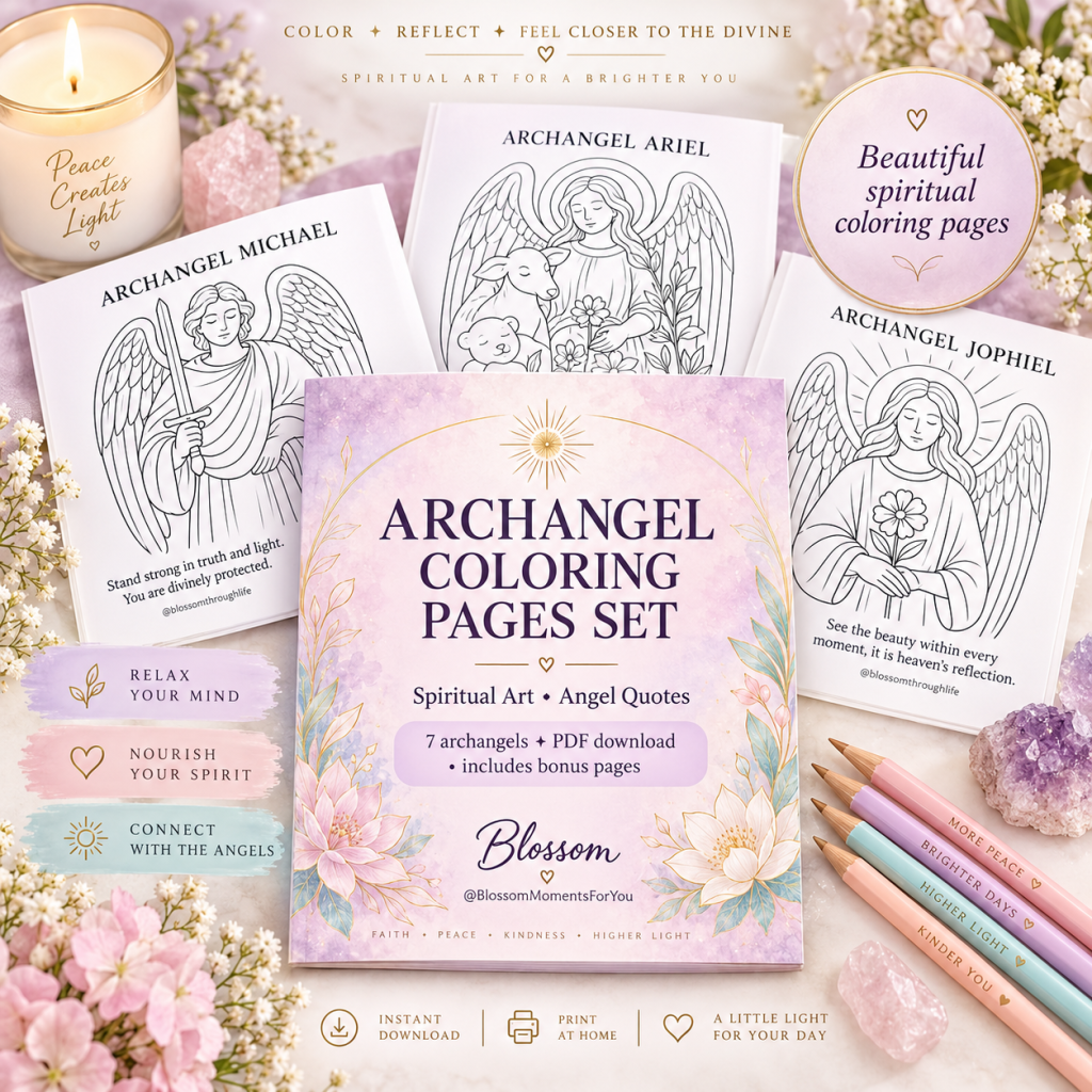 7 Archangel colouring pages by Blossom Moments For You