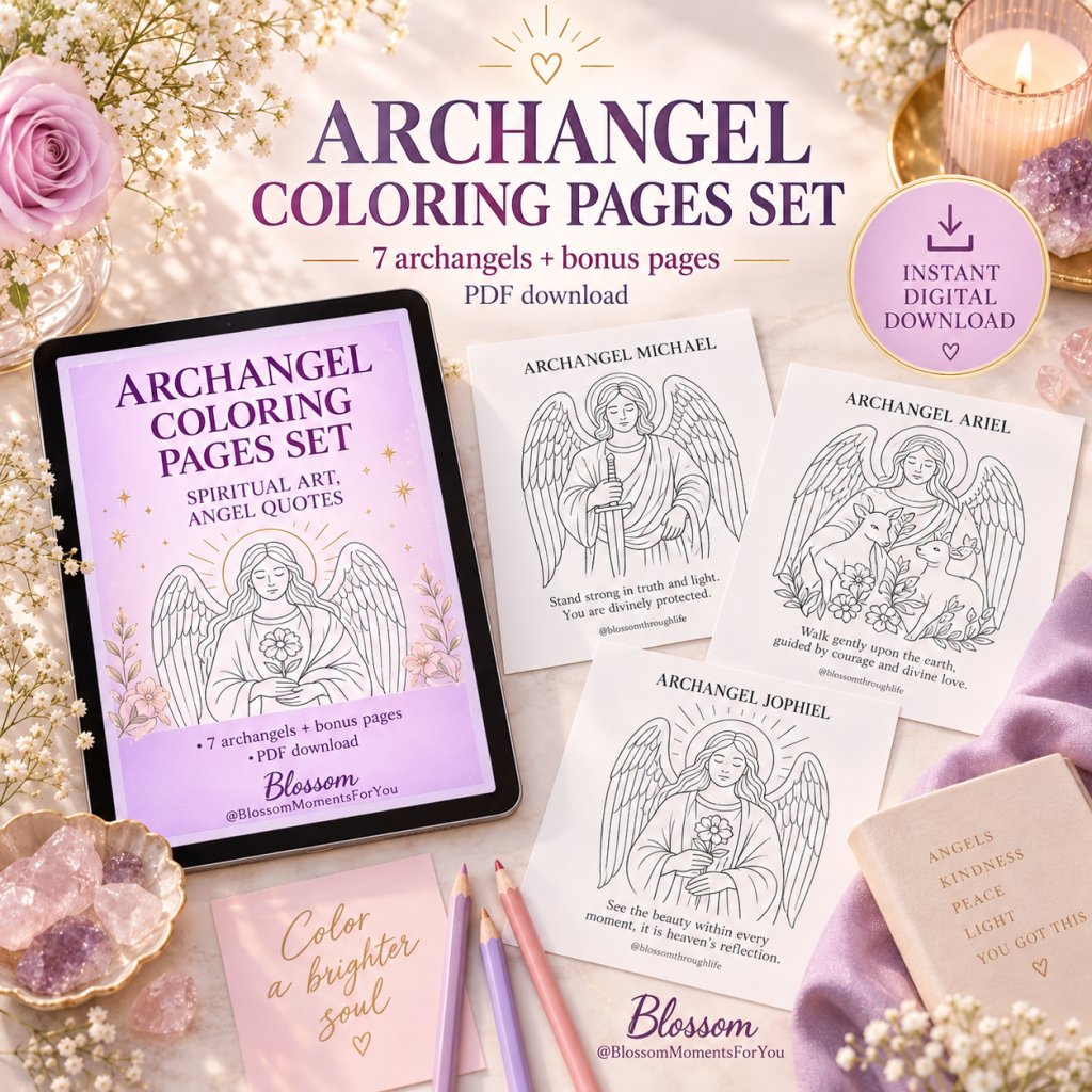 7 Archangel colouring pages by Blossom Moments For You