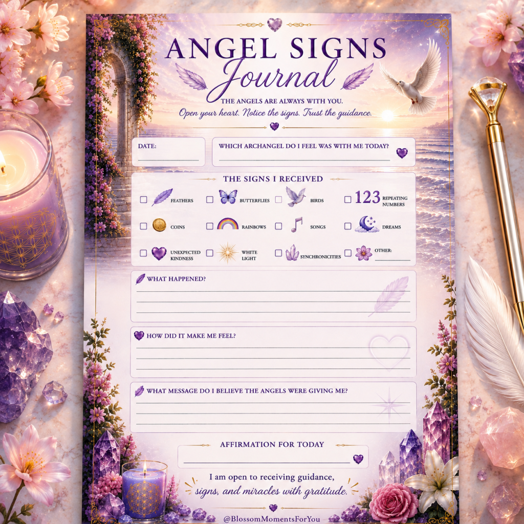 Angel Signs Journal by Blossom Moments For You