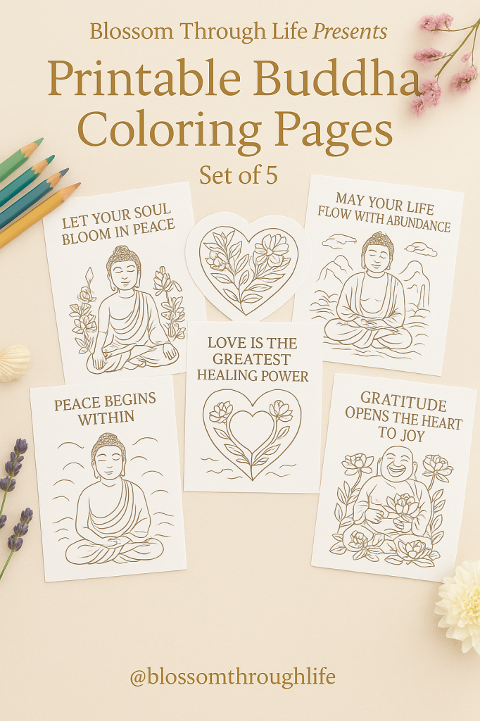 Buddha coloring pages set of 5
