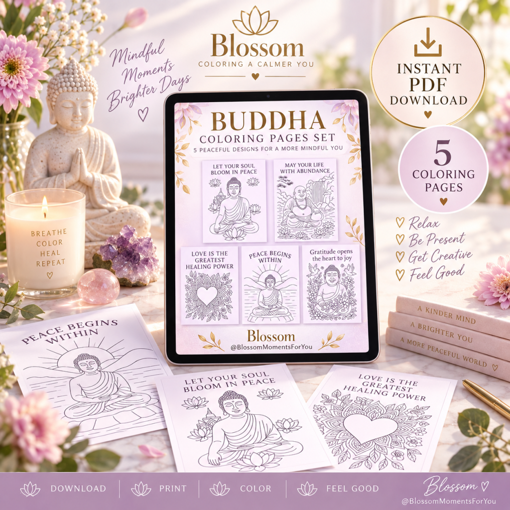 Buddha colouring pages by Blossom Moments For You