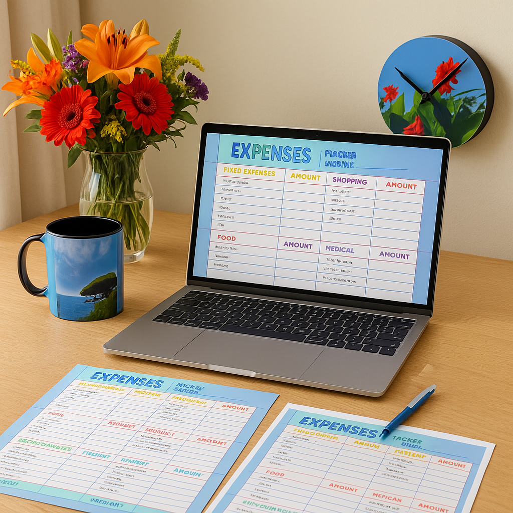 Monthly expenses tracker planner