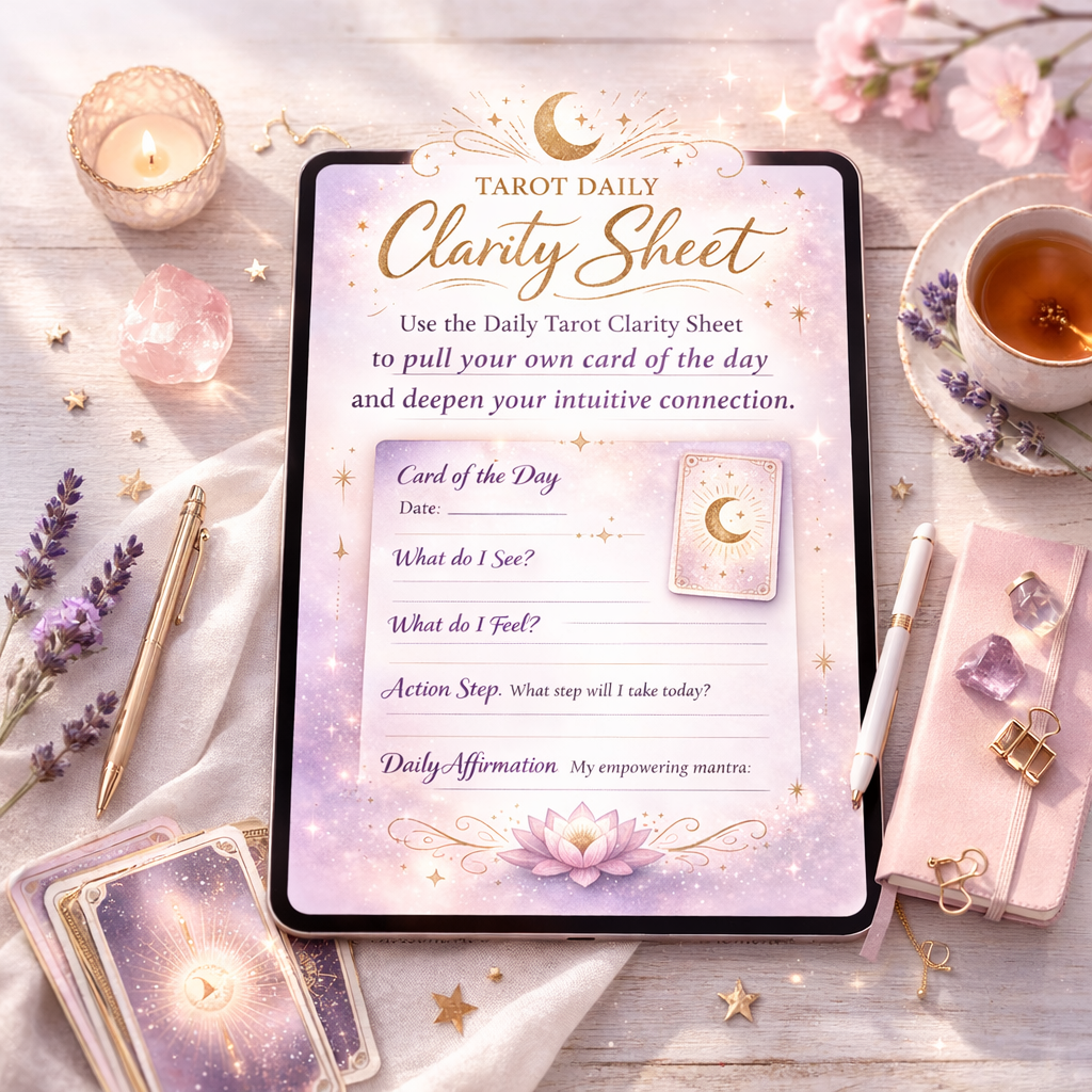 Tarot Daily Clarity Sheet by Blossom Moments For You