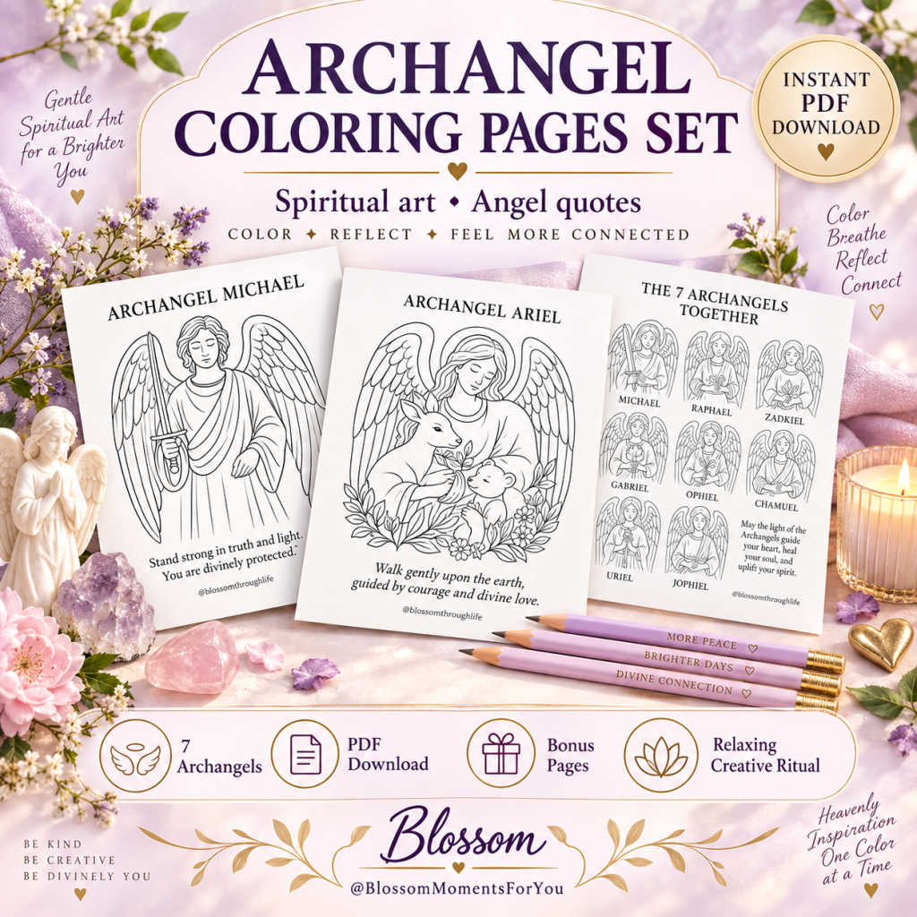 7 Archangel colouring pages by Blossom Moments For You
