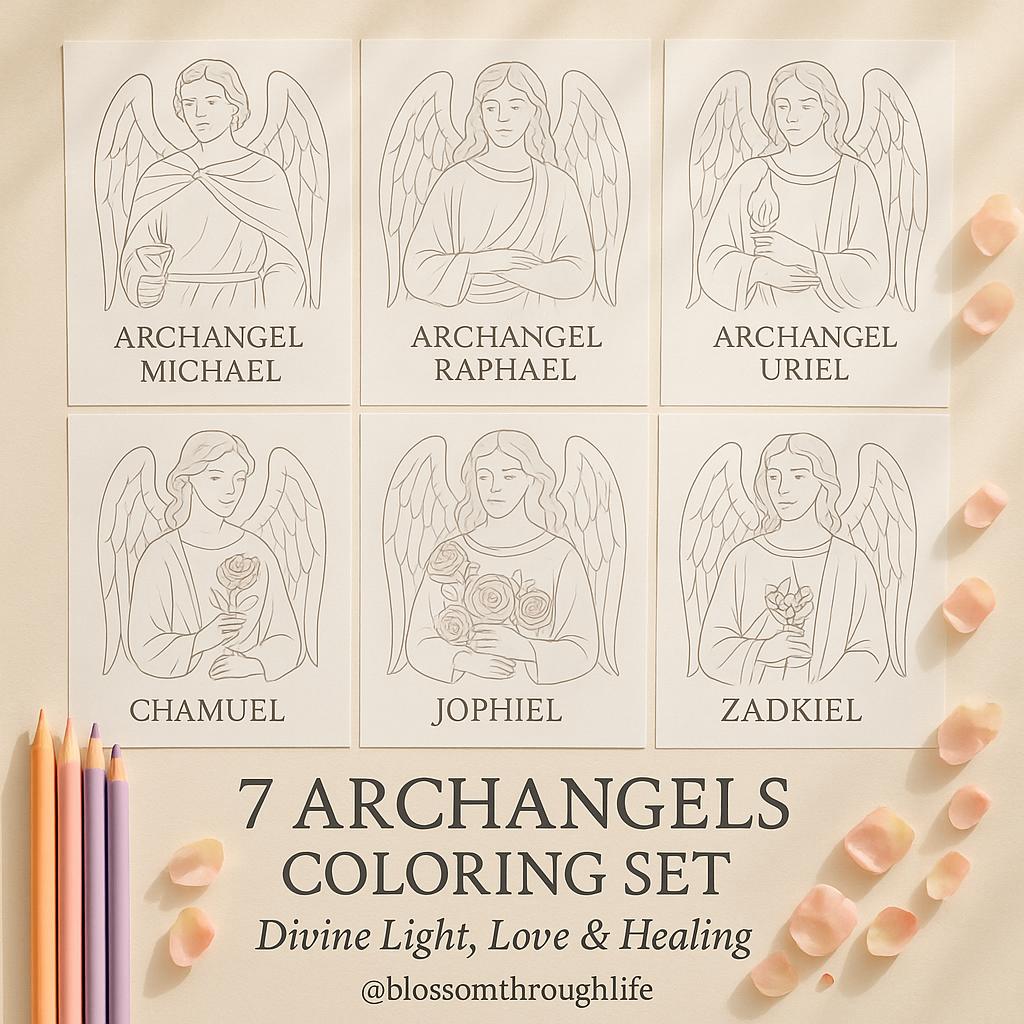 7 Archangels coloring set with bonus page