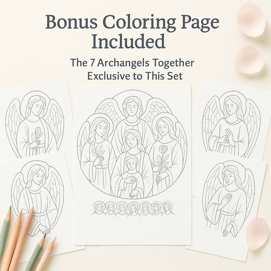 7 Archangels coloring set with bonus page