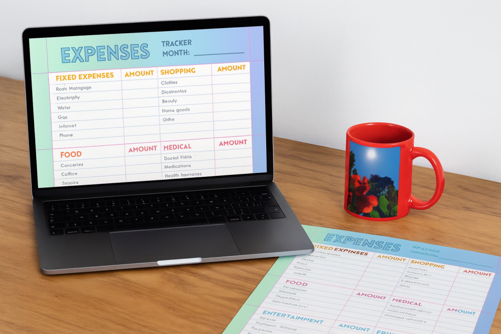 Monthly expenses tracker planner