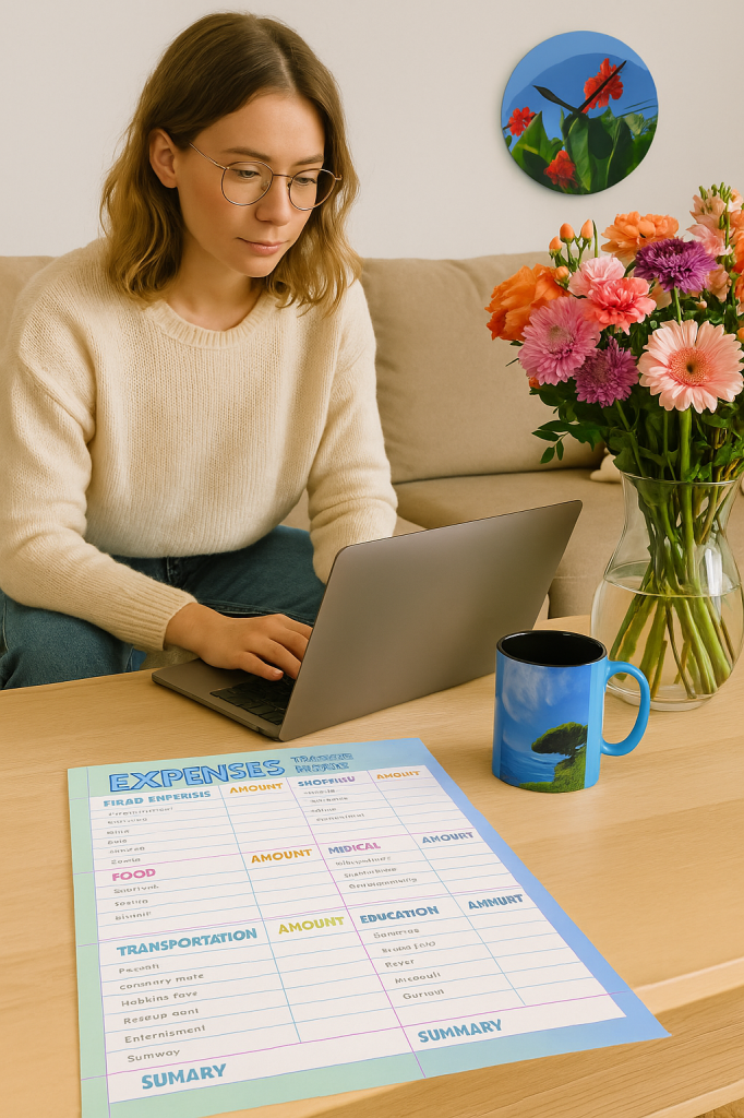 Monthly expenses tracker planner