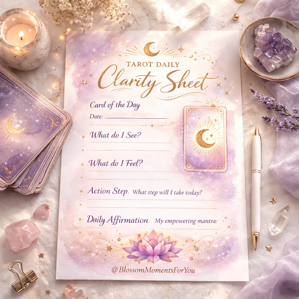 Tarot Daily Clarity Sheet by Blossom Moments For You