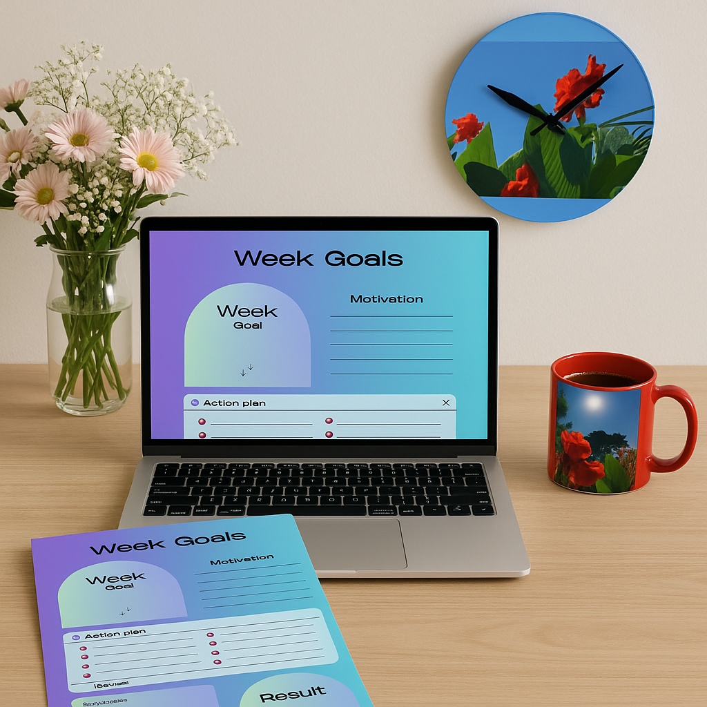 Week goals planner digital download