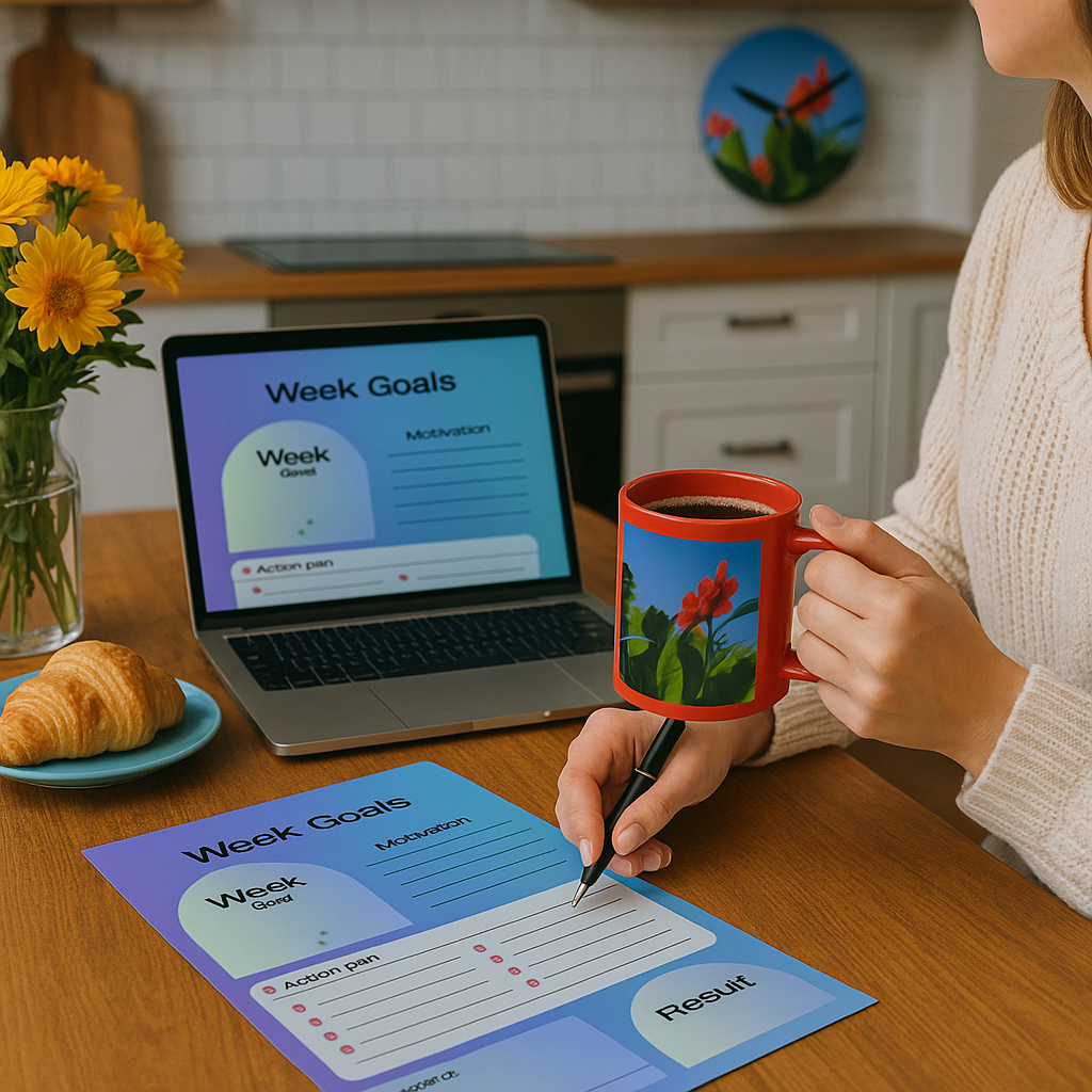 Week goals planner digital download