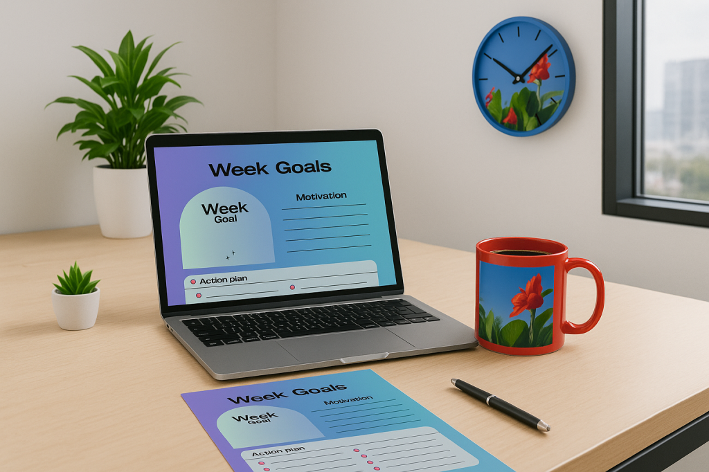 Week goals planner digital download