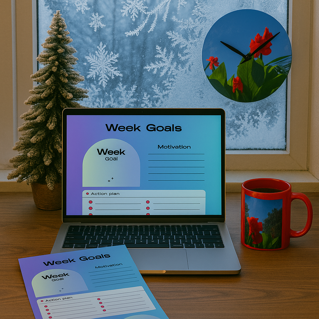 Week goals planner digital download